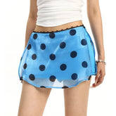 Low Rise Polka Dot Lace Trim Mini Pencil Skirt