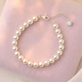 999 Silver Faux Pearl Bracelet