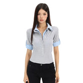 Mock Two-Piece Short-Sleeve Striped Collar Polo Shirt