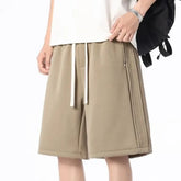 Drawstring Waist Plain Wide Leg Sweat Shorts
