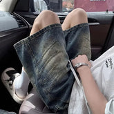 Mid Rise Washed Wide Leg Jorts