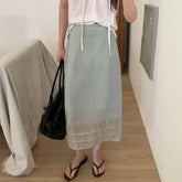 High Waist Plain Sheer Midi Pencil Skirt