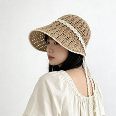 Contrast Trim Perforated Sun Hat