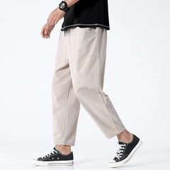 Mid Rise Plain Cropped Tapered Pants