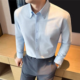 Long-Sleeve Button-Up Plain Shirt