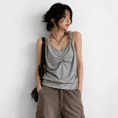 Mock Two-Piece Striped Layered Camisole Top