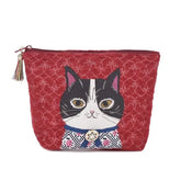 Parlor Suzurando Cat Jacquard Makeup Pouch Red