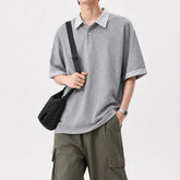 Short-Sleeve Gingham Collar Polo Shirt