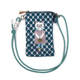 Parlor Suzurando Cat Jacquard Mini Crossbody Bag Blue