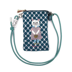 Parlor Suzurando Cat Jacquard Mini Crossbody Bag Blue