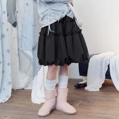 Ruffle-Trim Dotted Bubble Skirt