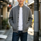 Mock-Neck Knit Cardigan