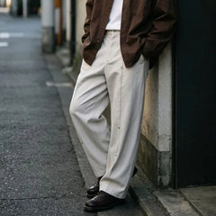 Details Herringbone Straight-Cut Relaxed Pants