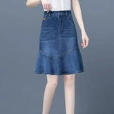 High Waist Denim A-Line Skirt