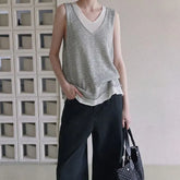 V-Neck Two Tone Layered Tank Top
