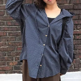 Long-Sleeve Hooded Plaid Shirt