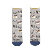 Nekomaruke Cat Print Socks Gray