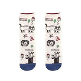 Matildasan Cat Print Socks Ivory