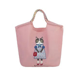 Parlor Suzurando Water Repellent Cat Embroidery Tote Bag M Size Pink