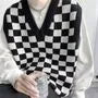 V-Neck Checkerboard Sweater Vest