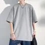 3/4-Sleeve Round Neck Plain Slit T-Shirt