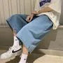 Mid Waist Wide Leg Denim Shorts
