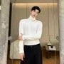 Long-Sleeve Turtleneck Plain Cutout T-Shirt