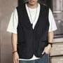 V-Neck Plain Zip Vest