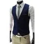 V-Neck Plain Chained Single-Breasted Vest