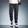 Drawstring Waist Camo Print Tapered Cargo Pants