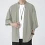 3/4-Sleeve Plain Open Front Jacket
