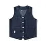 V-Neck Contrast Stitched Washed Button-Up Denim Cargo Vest