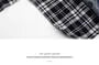 Collared Washed Denim Plaid Panel Button Jacket