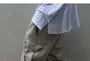 Elastic Waist Plain Distressed Loose-Fit Cargo Pants
