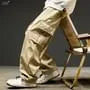 Mid Rise Plain Wide Leg Cargo Pants