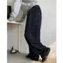 Drawstring Waist Plain Wide Leg Pants
