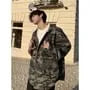 Drop Shoulder Hooded Washed Denim Shirt Jacket