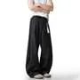 Mid Rise Plain Wide Leg Pants