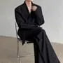 V-Neck Plain Concealed Button Tie-Waist Blazer