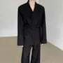 V-Neck Plain Concealed Button Tie-Waist Blazer
