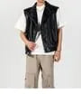 Plain Faux Leather Zip Biker Vest