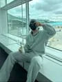 Plain Zip-Up Hoodie / Elastic Waist Loose Fit Sweatpants