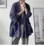 3/4-Sleeve Plain Open Front Kimono Jacket