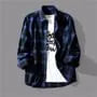 Plaid Button-Up Shirt / Short-Sleeve Crew Neck Plain T-Shirt