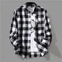 Plaid Button-Up Shirt / Short-Sleeve Crew Neck Plain T-Shirt