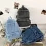 Washed Denim Zip Backpack