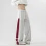 Drawstring Waist Two Tone Wide Leg Sweatpants