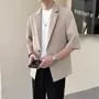 Elbow-Sleeve Lapel Collar Plain Single Button Blazer