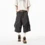 Low Rise Plain Capri Wide Leg Cargo Pants