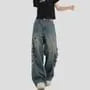 Low Waist Washed Distressed Baggy Jeans